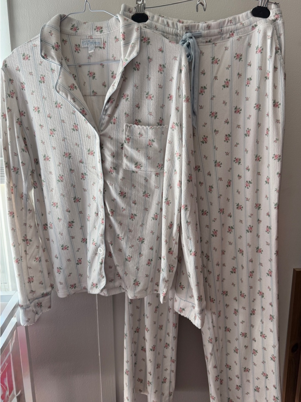 P.J. Salvage Cream Floral Pajamas with Pink Roses